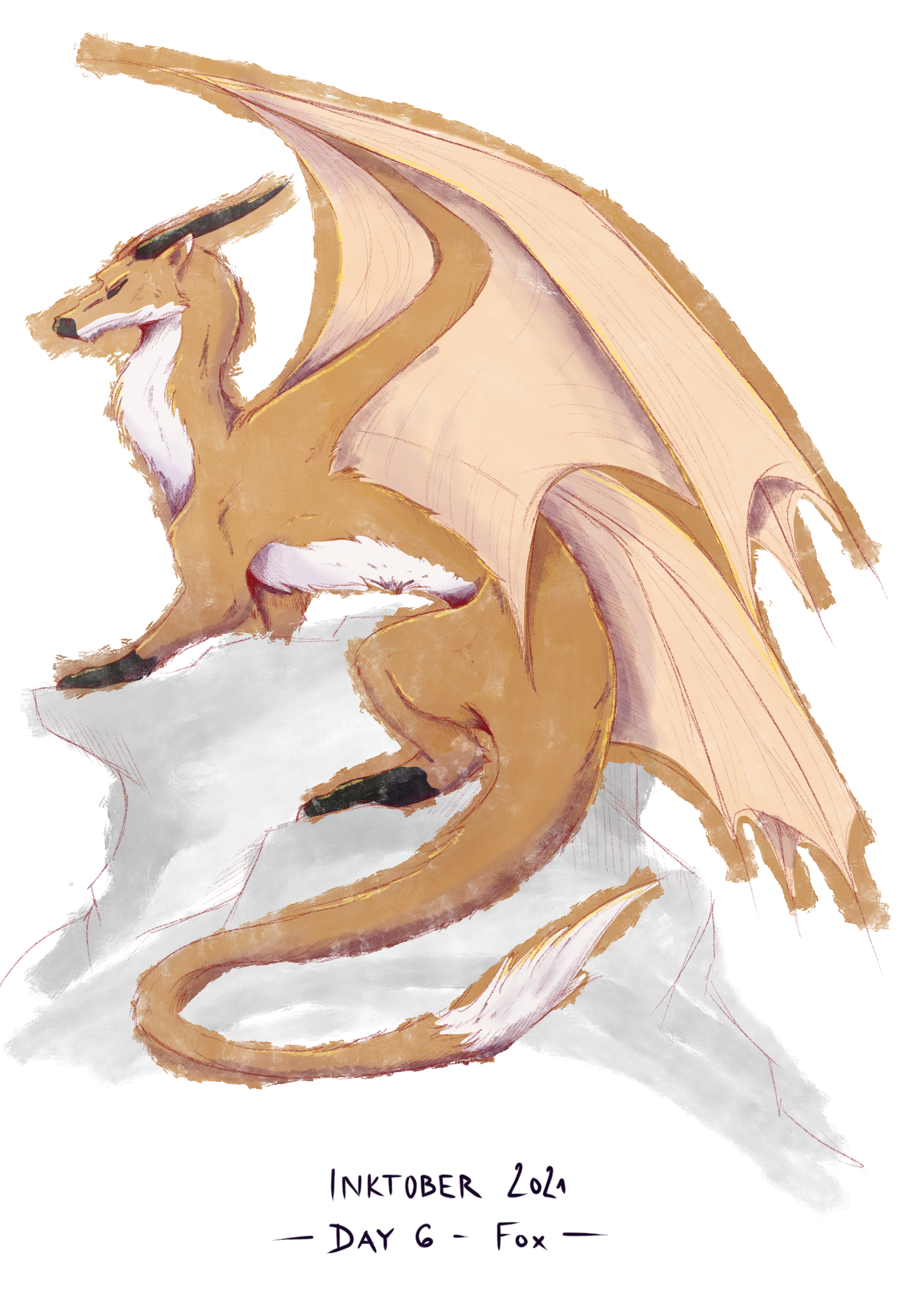 Drawing of a dragon inspired by fox